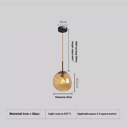 Amber or Smoke Glass Pendant Light / Tricolor Light / D Amber