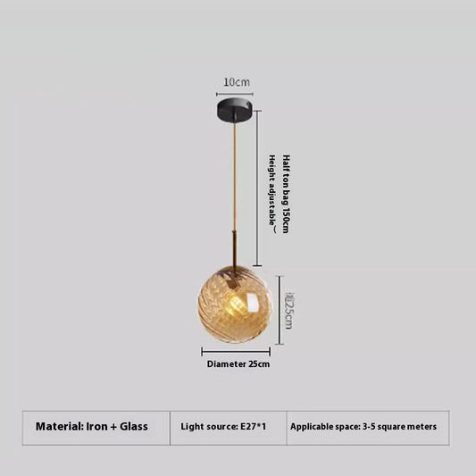 Amber or Smoke Glass Pendant Light / Tricolor Light / D Amber