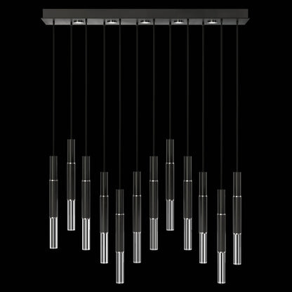 61-Inch Linear LED Parchment Pendant Light / Black / Nickel / No Skin