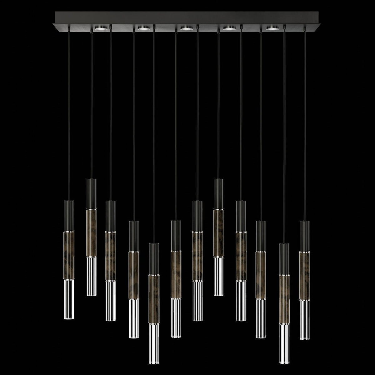 61-Inch Linear LED Parchment Pendant Light / Black / Nickel / Charcoal