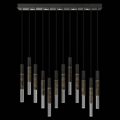 61-Inch Linear LED Parchment Pendant Light / Black / Nickel / Charcoal