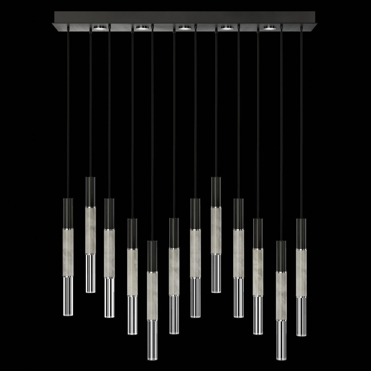 61-Inch Linear LED Parchment Pendant Light / Black / Nickel / Smoke