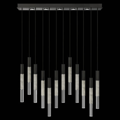61-Inch Linear LED Parchment Pendant Light / Black / Nickel / Smoke