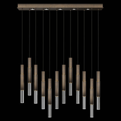61-Inch Linear LED Parchment Pendant Light / Bronze / Brass / No Skin