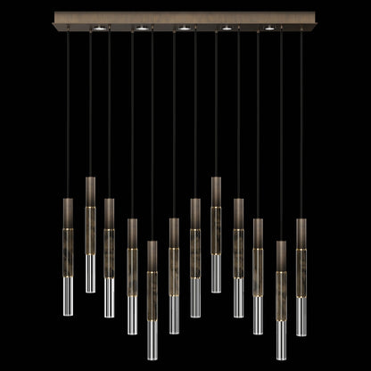 61-Inch Linear LED Parchment Pendant Light / Bronze / Brass / Charcoal