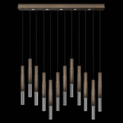 61-Inch Linear LED Parchment Pendant Light / Bronze / Nickel / No Skin