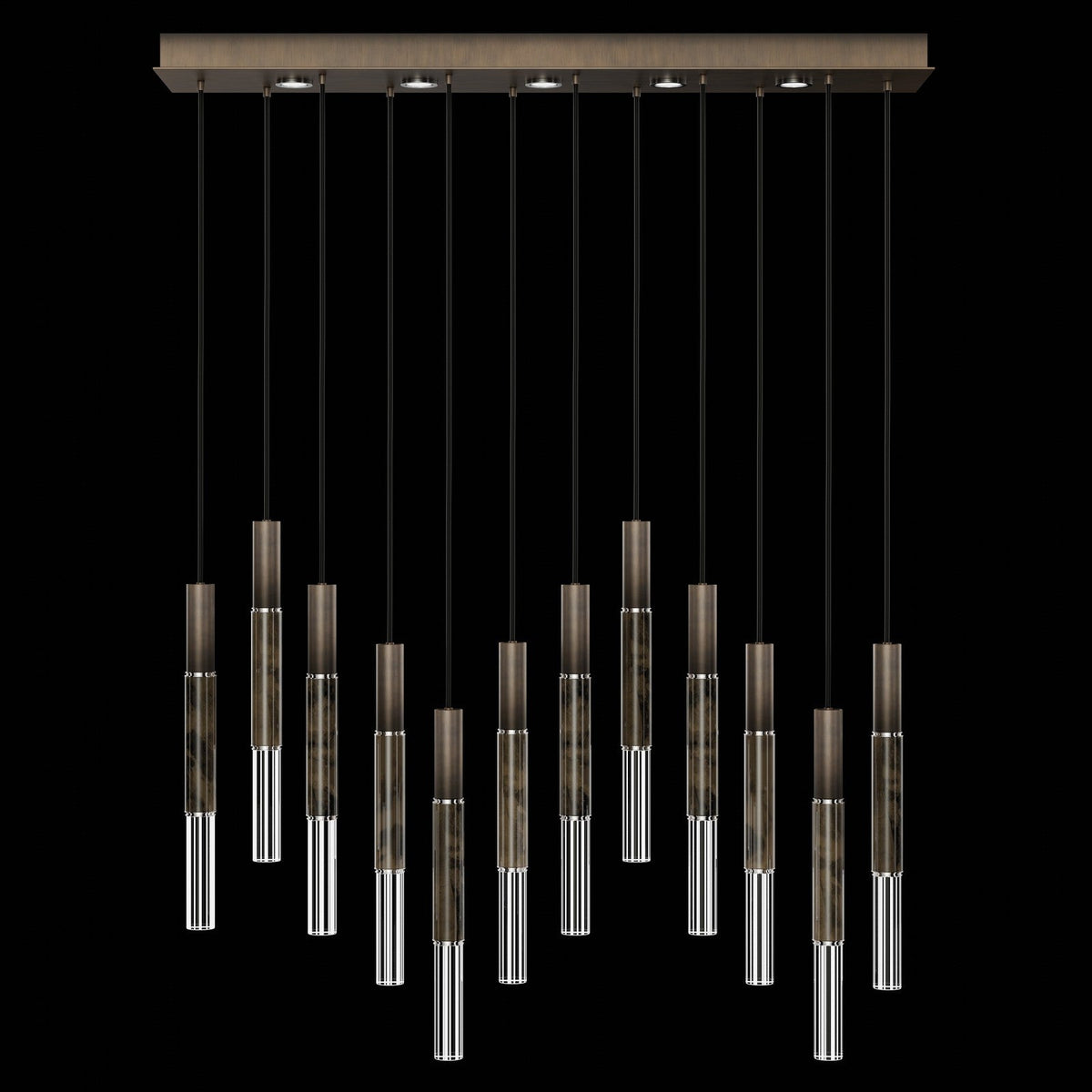 61-Inch Linear LED Parchment Pendant Light / Bronze / Nickel / Charcoal