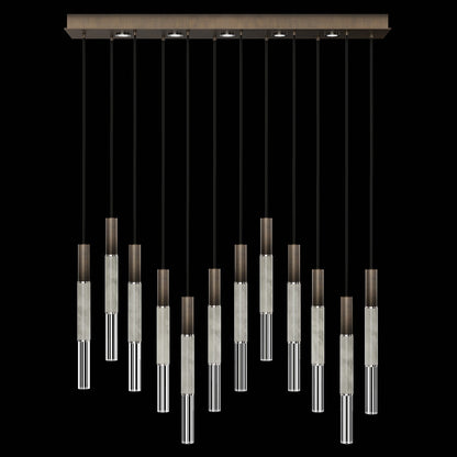 61-Inch Linear LED Parchment Pendant Light / Bronze / Nickel / Smoke