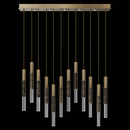 61-Inch Linear LED Parchment Pendant Light / Gold Leaf / Brass / Charcoal