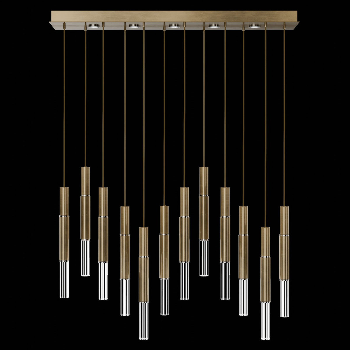 61-Inch Linear LED Parchment Pendant Light / Gold Leaf / Nickel / No Skin