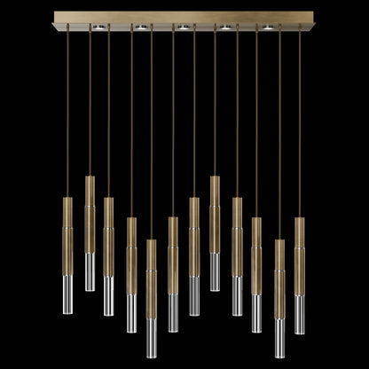 61-Inch Linear LED Parchment Pendant Light / Gold Leaf / Nickel / No Skin