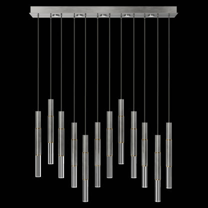 61-Inch Linear LED Parchment Pendant Light / Silver Leaf / Brass / No Skin