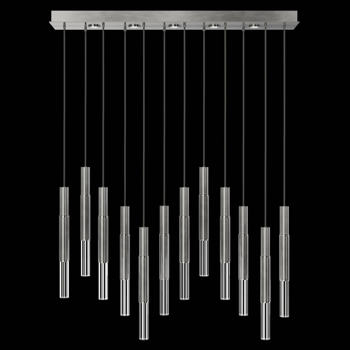 61-Inch Linear LED Parchment Pendant Light / Silver Leaf / Nickel / No Skin