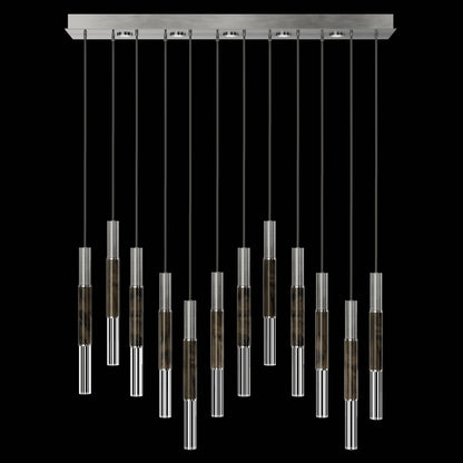 61-Inch Linear LED Parchment Pendant Light / Silver Leaf / Nickel / Charcoal