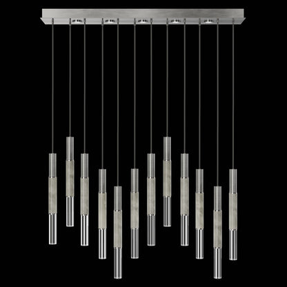 61-Inch Linear LED Parchment Pendant Light / Silver Leaf / Nickel / Smoke