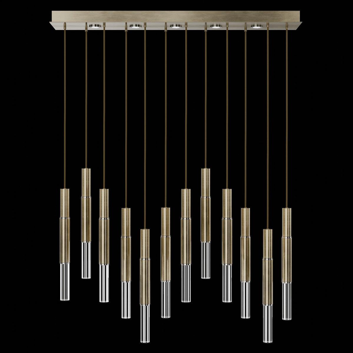 61-Inch Linear LED Parchment Pendant Light / Soft Gold Leaf / Nickel / No Skin