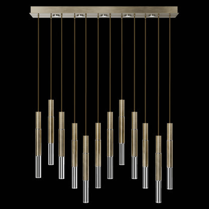 61-Inch Linear LED Parchment Pendant Light / Soft Gold Leaf / Nickel / No Skin