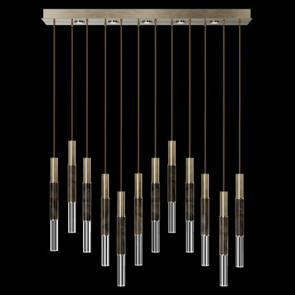 61-Inch Linear LED Parchment Pendant Light / Soft Gold Leaf / Nickel / Charcoal