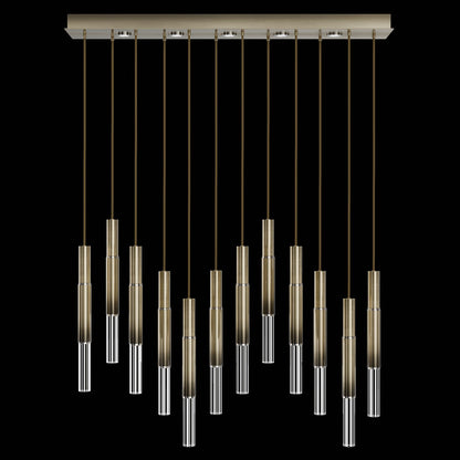 61-Inch Linear LED Parchment Pendant Light / Ombre Bronze / Nickel / No Skin