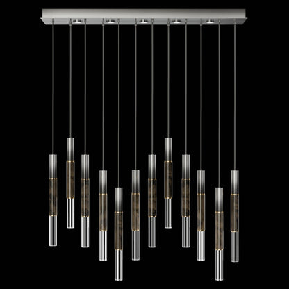 61-Inch Linear LED Parchment Pendant Light / Ombre Silver / Brass / Charcoal