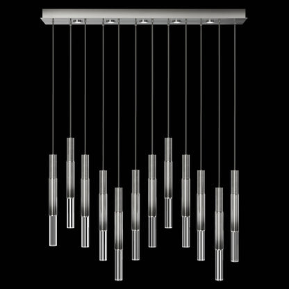 61-Inch Linear LED Parchment Pendant Light / Ombre Silver / Nickel / No Skin