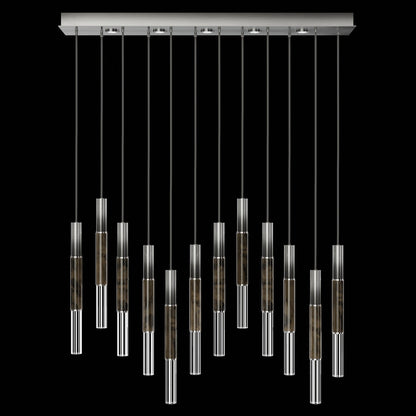 61-Inch Linear LED Parchment Pendant Light / Ombre Silver / Nickel / Charcoal