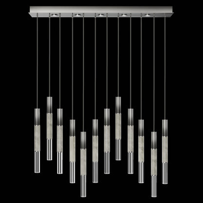 61-Inch Linear LED Parchment Pendant Light / Ombre Silver / Nickel / Smoke