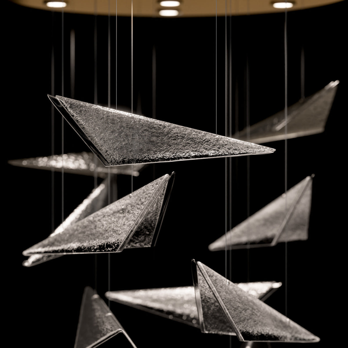 36-Inch Textured Glass Round Pendant Light