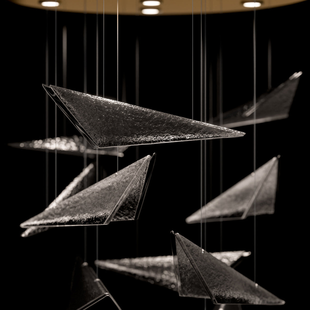 36-Inch Textured Glass Round Pendant Light