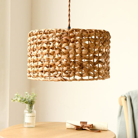 Bamboo Rattan Single Pendant Light / Yellow