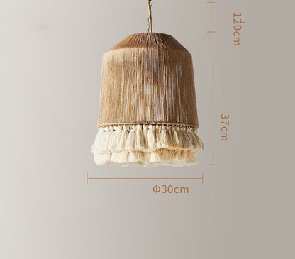 Bohemian Rope Tassel Pendant Chandelier / Round pink 60x27cm