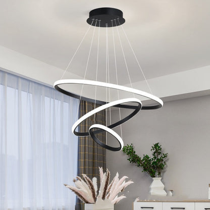 Adjustable Iron LED Dining Pendant Light / White Model A 60cm / Three color dimming / 220V