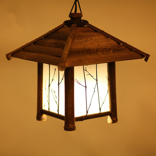 Bamboo Woven Adjustable Pendant Light / Yellow / 30X30CM