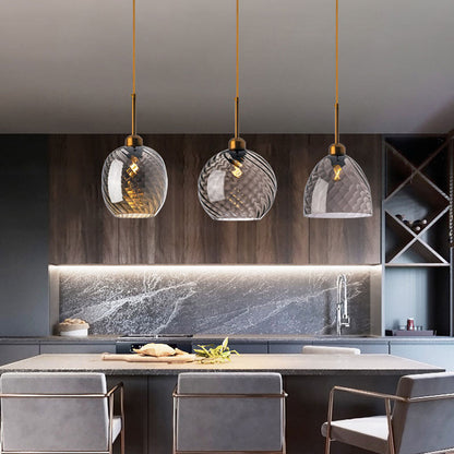 Amber or Smoke Glass Pendant Light