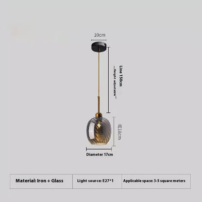 Amber or Smoke Glass Pendant Light / Tricolor Light / A Amber