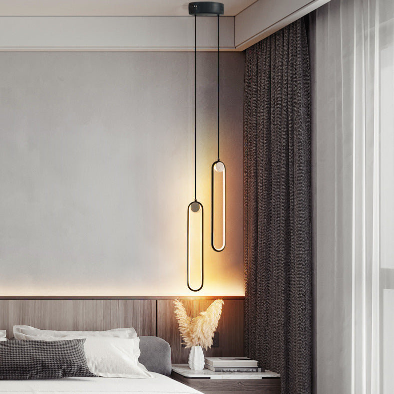 Oval Black or Gold LED Pendant Light / Warm light / Gold A