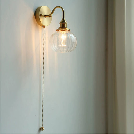 Pumpkin Glass Accent Wall Light / Brass Edison 4W / Type A