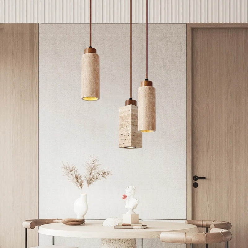 Cave Stone Solid Wood Pendant Light / Round Warm Light / LED Warm Light Wide Pressure