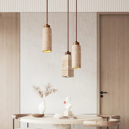 Cave Stone Solid Wood Pendant Light / Round Warm Light / LED Warm Light Wide Pressure