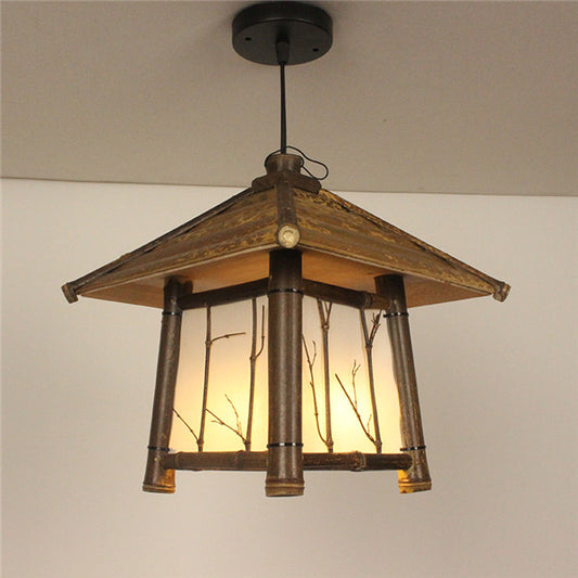 Bamboo Woven Adjustable Pendant Light / White / 30X30CM