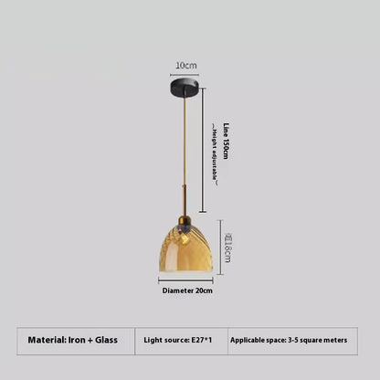 Amber or Smoke Glass Pendant Light