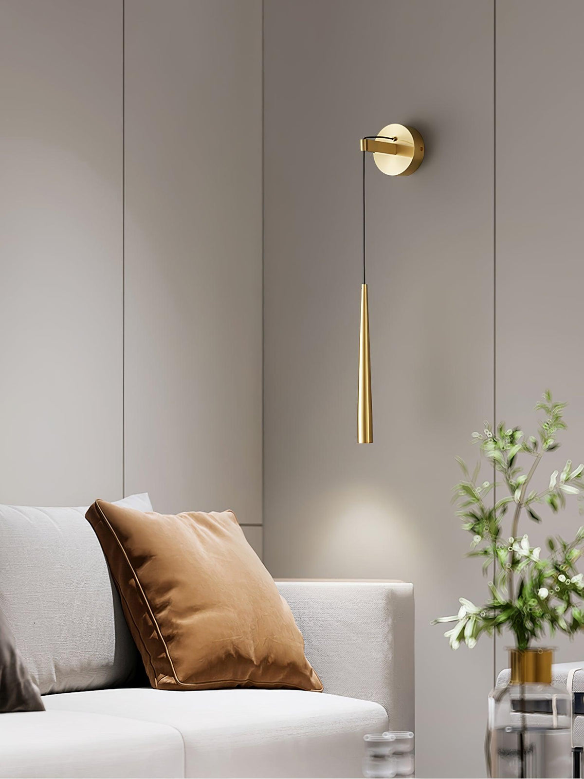 Crystal Cone Integrated LED Wall Light / Model B Set of 2 / Brass / Three-Color Changing Light
