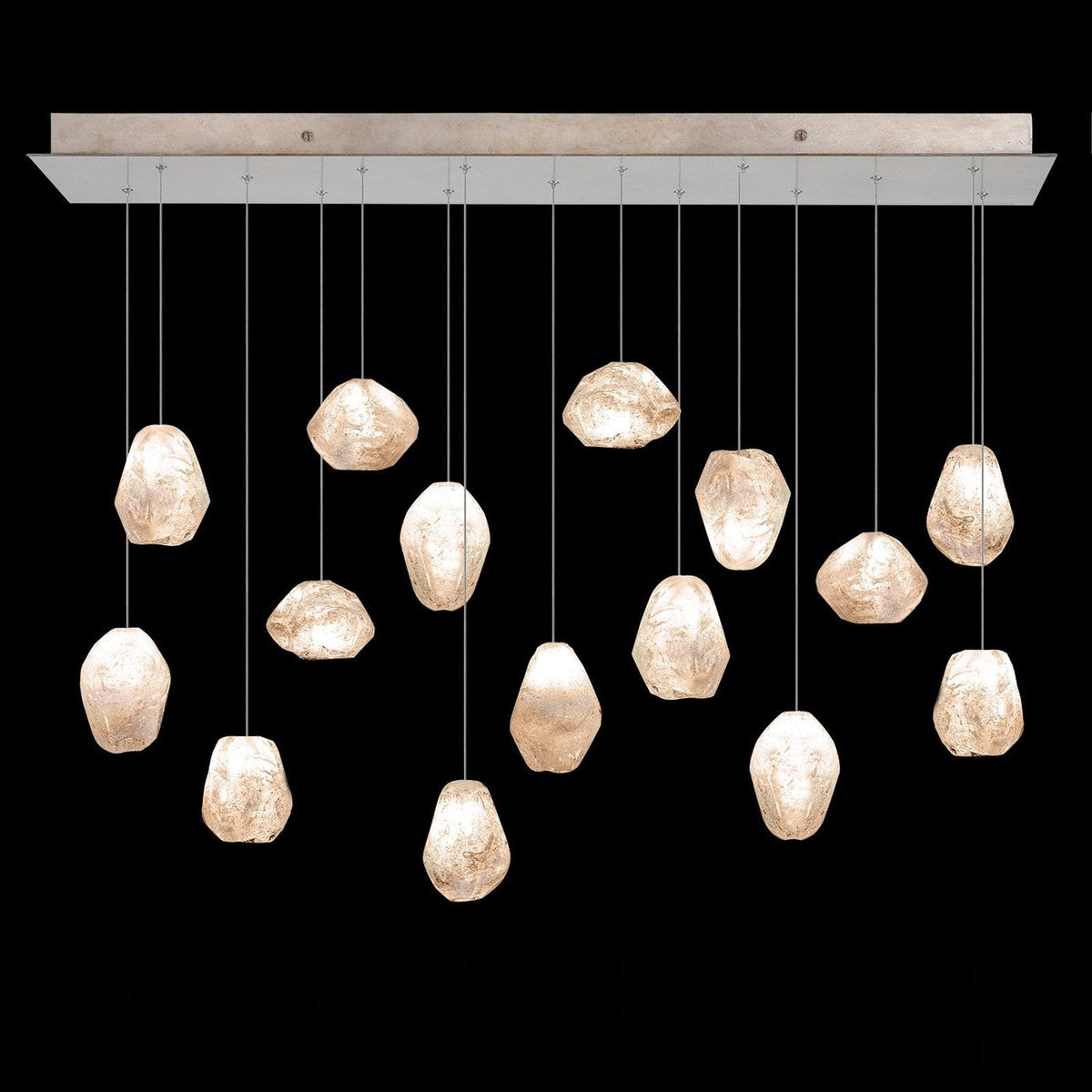 48-Inch Natural Quartz Rectangular Pendant Light / Gold