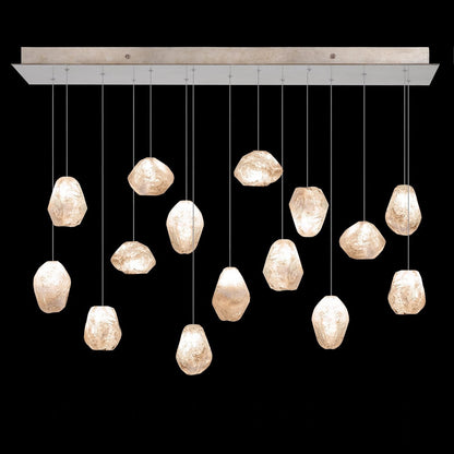48-Inch Natural Quartz Rectangular Pendant Light / Gold