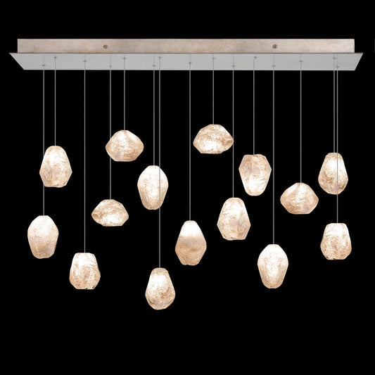 48-Inch Natural Quartz Rectangular Pendant Light / Gold