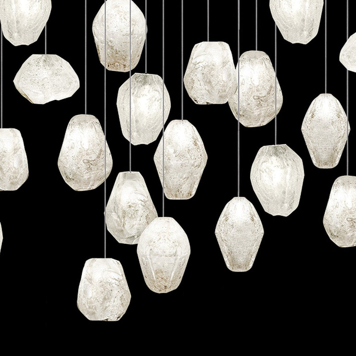 54-Inch Clear Quartz Rectangular Pendant Light / Silver