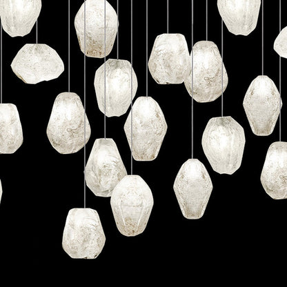 54-Inch Clear Quartz Rectangular Pendant Light / Silver
