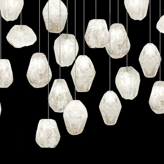 54-Inch Clear Quartz Rectangular Pendant Light / Silver