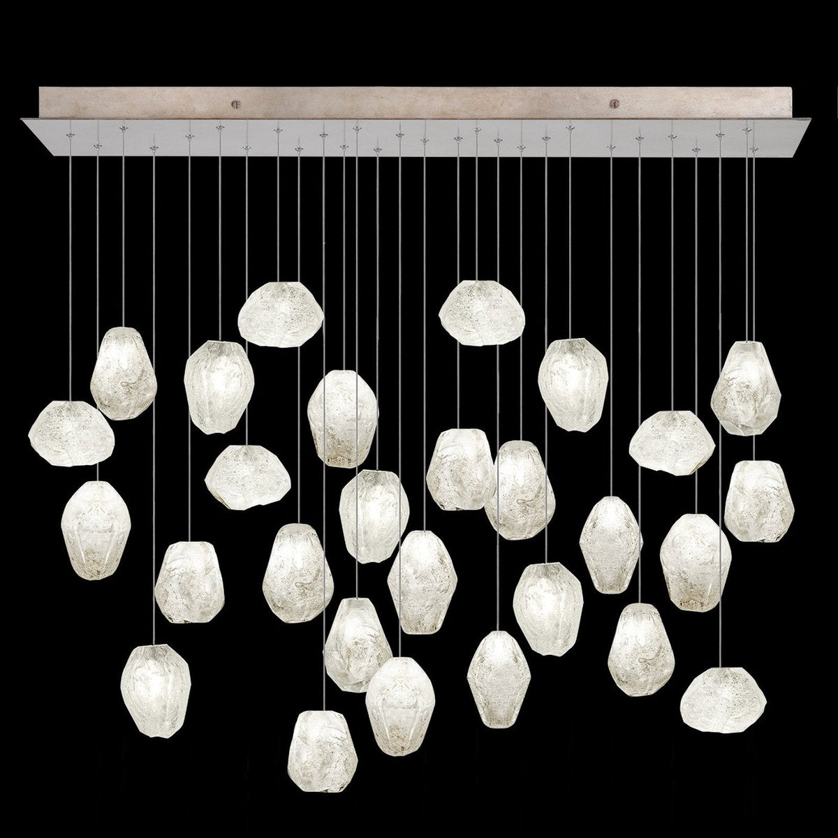 54-Inch Clear Quartz Rectangular Pendant Light / Gold