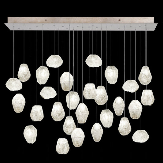 54-Inch Clear Quartz Rectangular Pendant Light / Gold